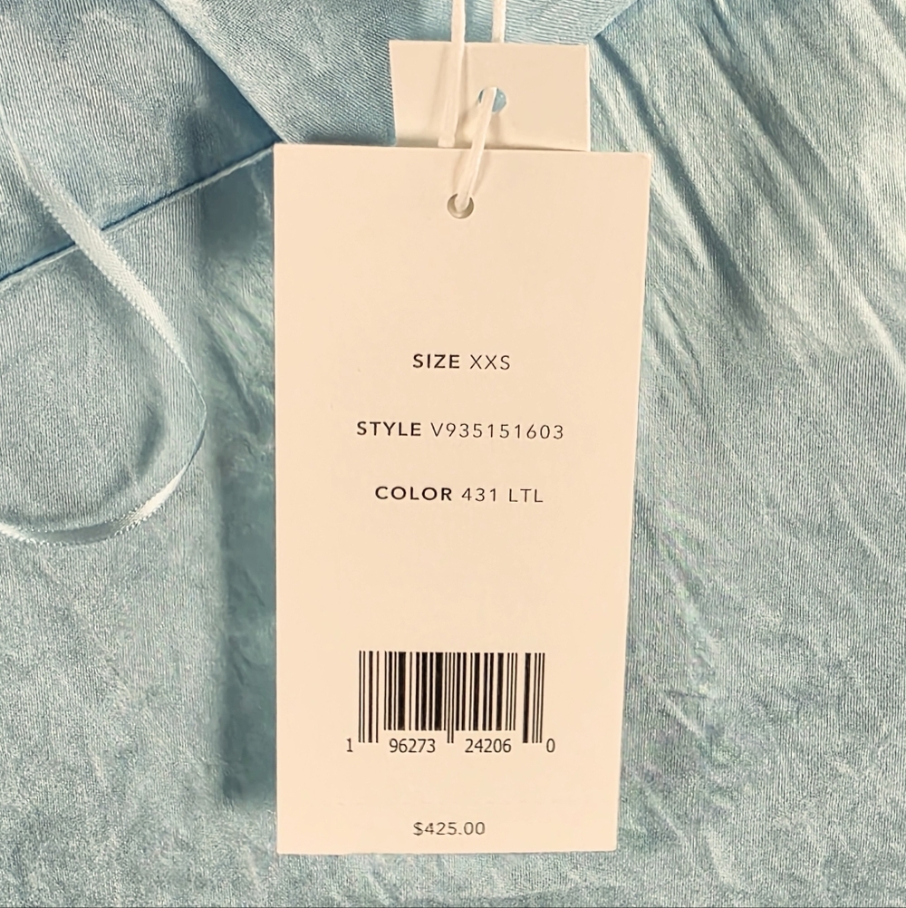 Vince V-neck Maxi Slip Dress Light Lagoon Beautiful Crinkle Satin Finish! - Picture 12 of 12